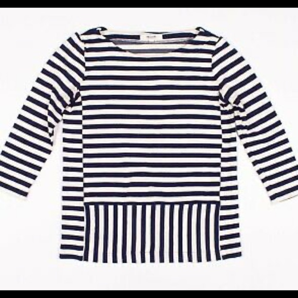 MADEWELL Blue Striped Ponte Knit 3/4 Sleeve Top Shirt Size XS